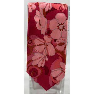 City of London Mens Silk Necktie Pink Red Floral Polka Dot Lining Classic Tie